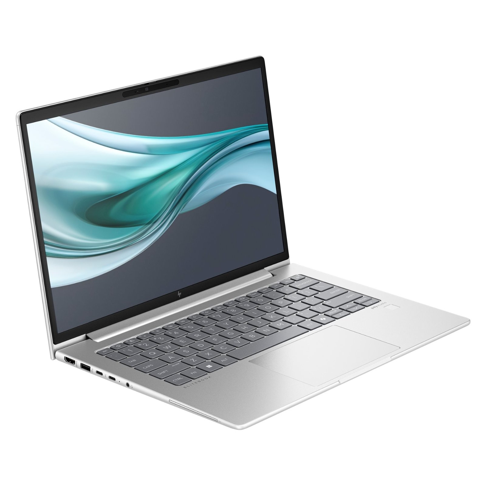 Portátil HP EliteBook 640 G11 recondicionado JANSit – Vista lateral esquerda do portátil profissional de 14 polegadas, exibindo as portas Thunderbolt 4 USB-C, saída HDMI e design em alumínio. Com garantia JANSit.