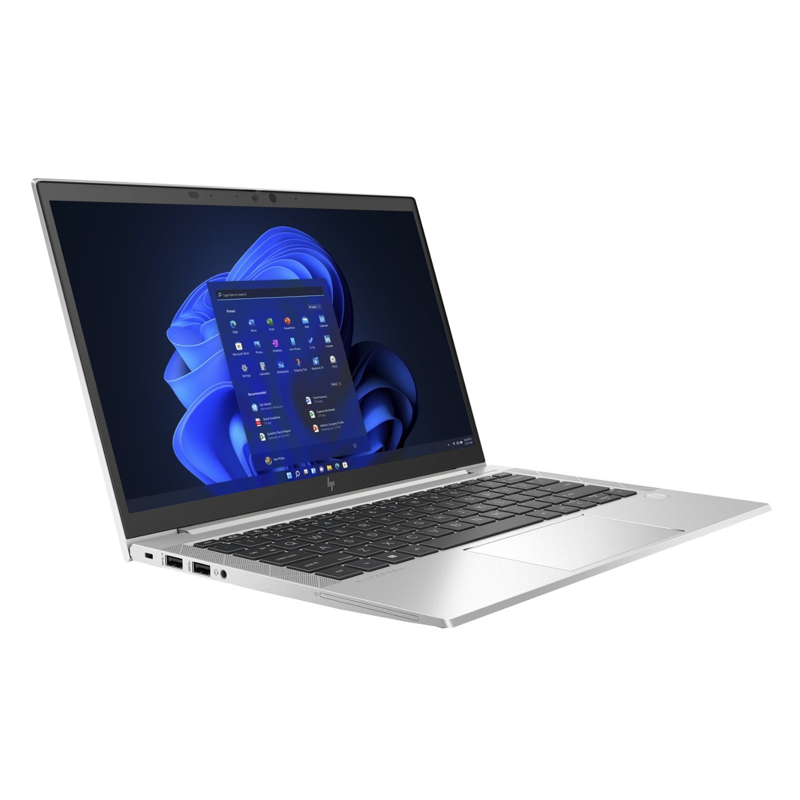 Portátil HP EliteBook 830 G8 recondicionado JANSit – Vista lateral esquerda do ultrabook profissional, exibindo o perfil ultra-fino em alumínio, portas Thunderbolt 4 USB-C e saída HDMI. Com garantia JANSit.