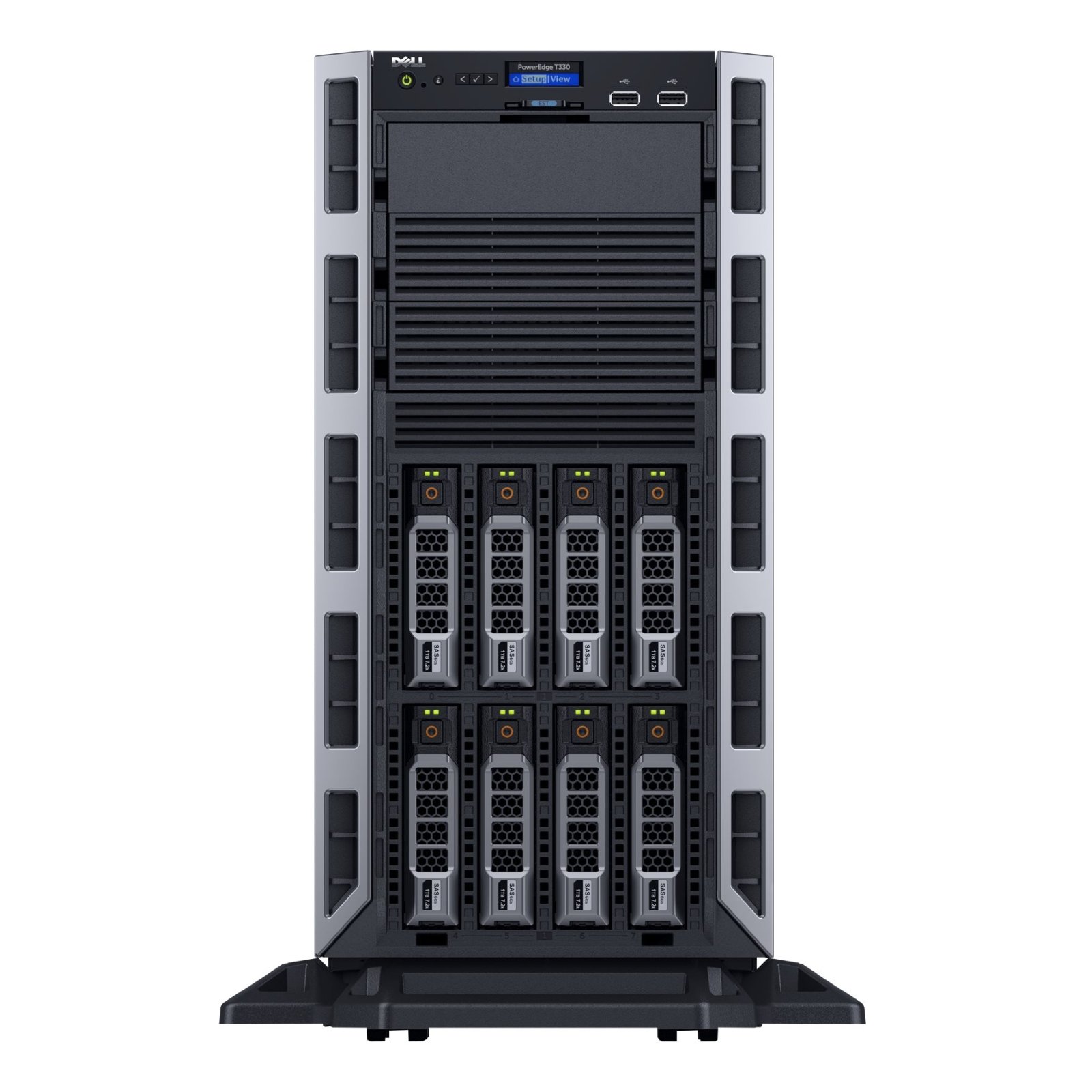 Servidor Dell PowerEdge T330 LFF recondicionado JANSit – Painel traseiro de conexões com portas USB, VGA, portas de rede redundantes, porta de gestão remota iDRAC e ranhuras PCIe. Vista traseira com garantia JANSit.