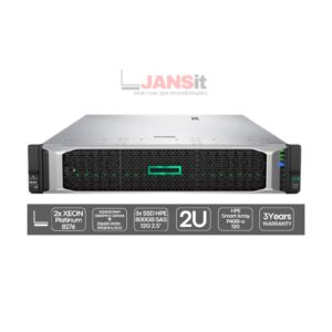 Servidor HP ProLiant DL560 G10 recondicionado JANSit – Servidor de rack 2U de alta densidade equipado com 2x processadores Intel Xeon 8276 e 3x SSD HPE de 800GB. Vista frontal do chassis empresarial com garantia JANSit.