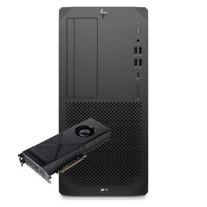 Workstation HP Z2 G5 Tower i7 recondicionada JANSit – Computador profissional de alta performance com processador Intel Core i7 e placa gráfica NVIDIA GeForce RTX 2080 para edição de vídeo, arquitetura e modelação 3D. Imagem frontal da torre com garantia JANSit.