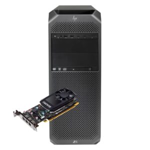 Workstation HP Z6 G4 recondicionada JANSit – Computador profissional de alto desempenho com placa gráfica NVIDIA Quadro P620 para design, CAD e modelação 3D. Imagem frontal da torre de trabalho HP Z6 com garantia JANSit.