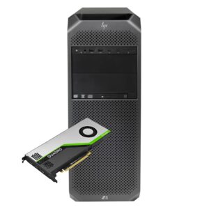 Workstation HP Z6 G4 recondicionada JANSit – Computador profissional de alto rendimento com placa gráfica NVIDIA Quadro RTX 4000 para renderização 3D, IA e edição de vídeo 4K. Imagem frontal da torre profissional HP Z6 com garantia JANSit.