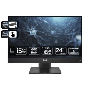 Computador All-in-One Dell OptiPlex 7480 touchscreen recondicionado JANSit – Computador tudo-em-um profissional com ecrã tátil de 23,8 polegadas InfinityEdge, webcam retrátil e suporte ergonómico. Imagem frontal com garantia JANSit.