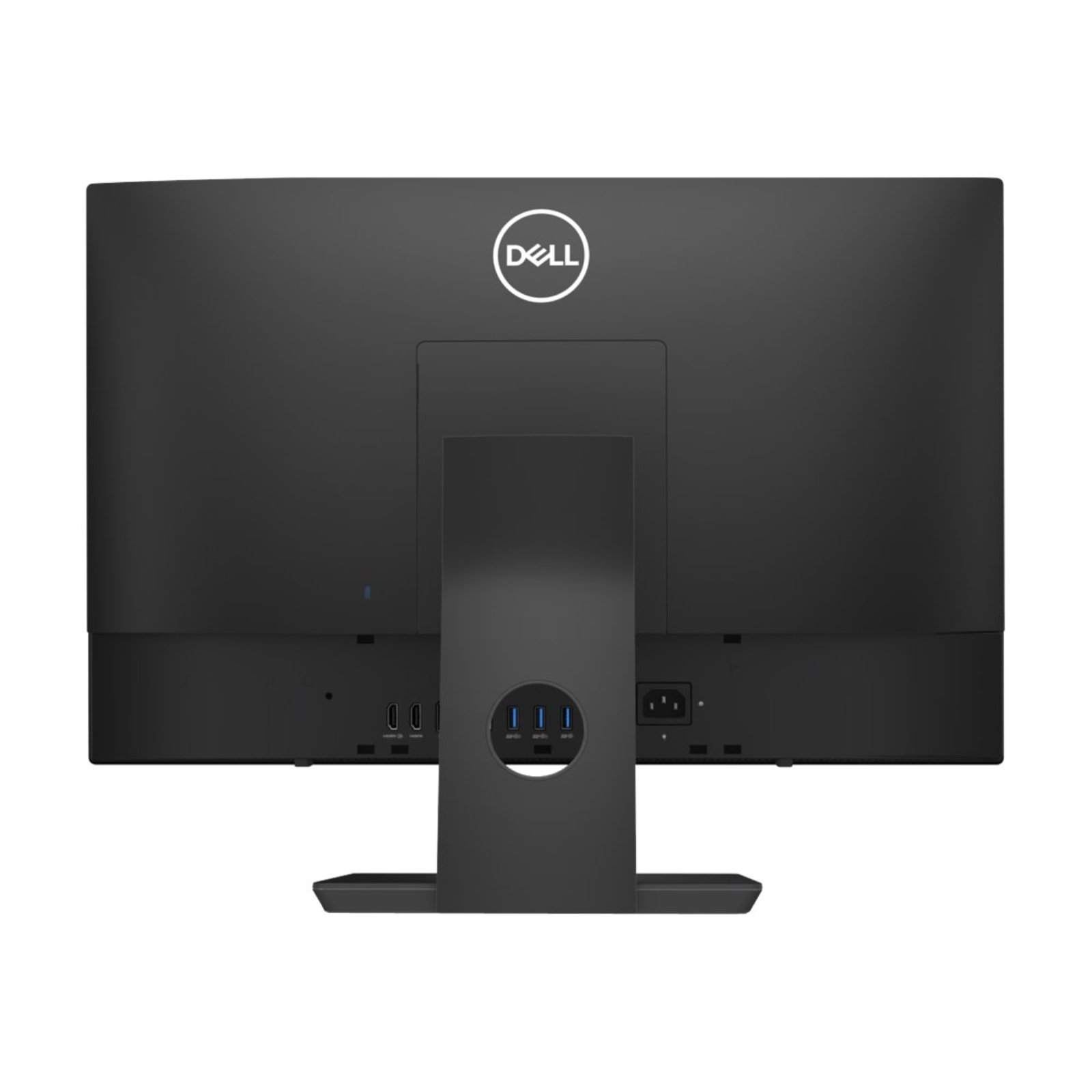 Computador All-in-One Dell OptiPlex 7480 touchscreen recondicionado JANSit – Vista traseira do computador tudo-em-um, exibindo as portas de conectividade HDMI (In/Out), DisplayPort, USB, Ethernet RJ45, furação VESA e grelhas de ventilação. Com garantia JANSit.