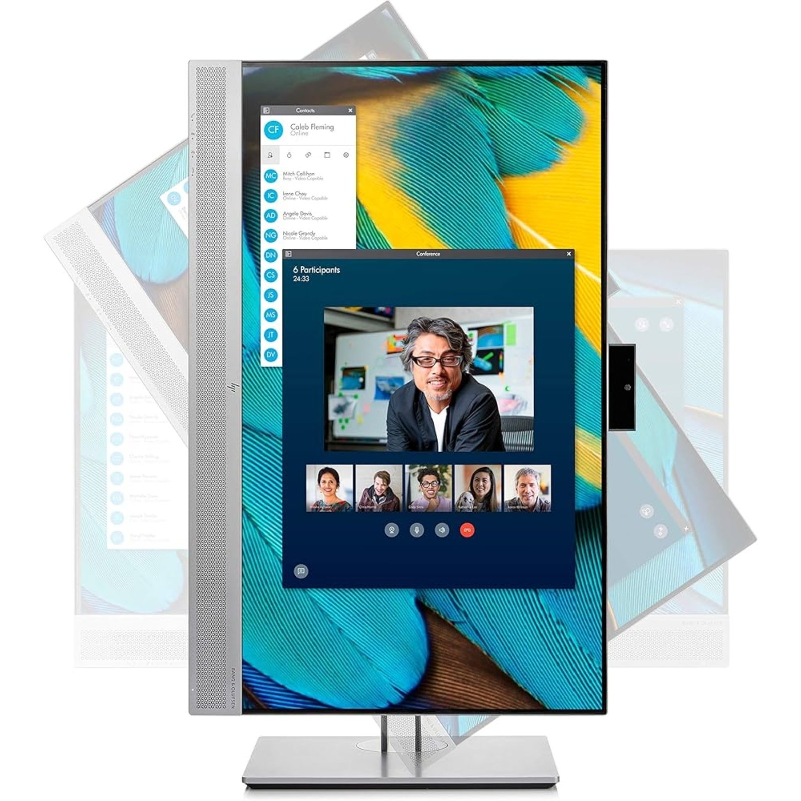 Monitor HP EliteDisplay E243m Multimédia recondicionado JANSit – Imagem interativa rotativa em 360 graus do monitor profissional de 23.8 polegadas, mostrando todos os ângulos do ecrã com webcam, suporte ergonómico e conexões. Com garantia JANSit.