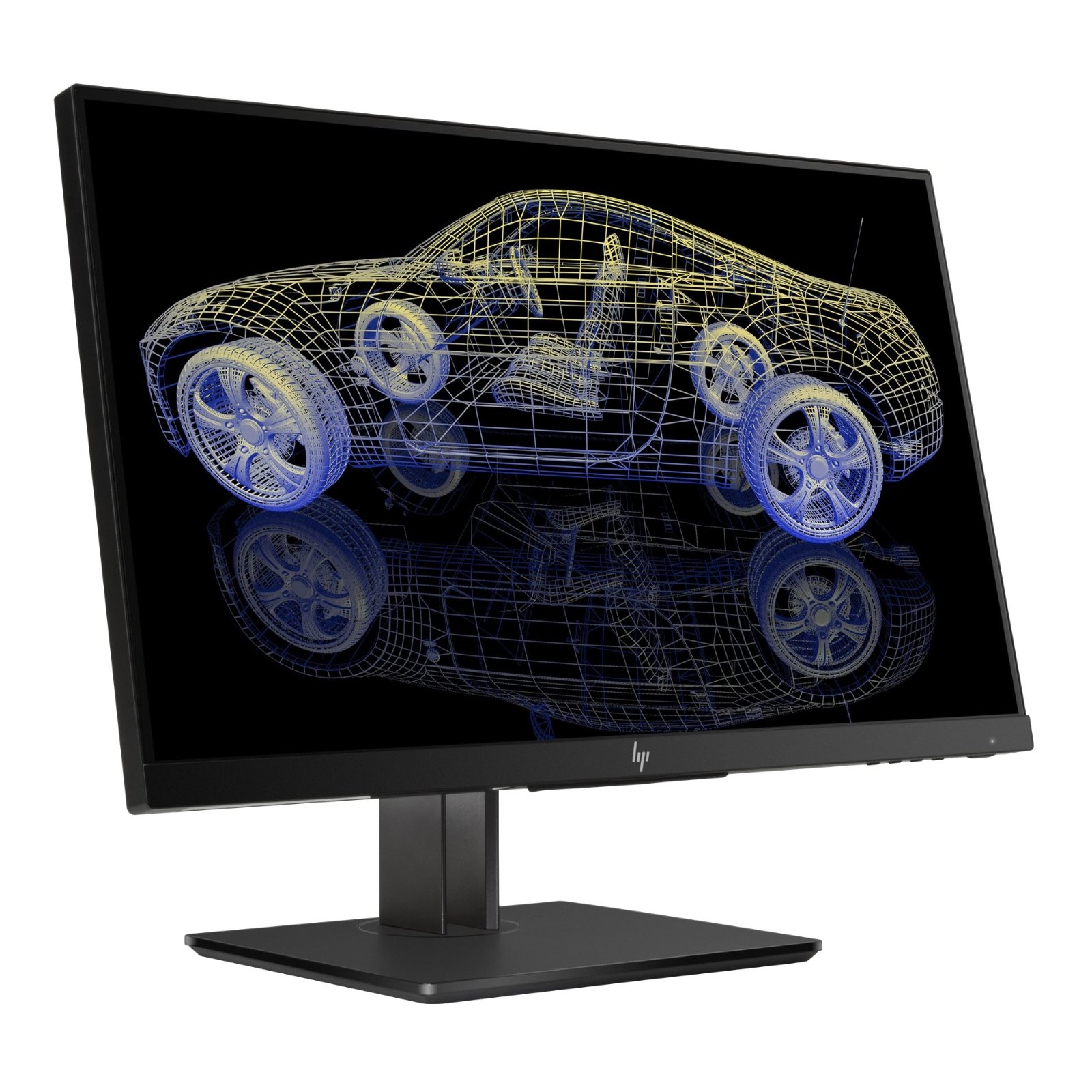 Monitor HP Z23n G2 recondicionado JANSit – Vista lateral esquerda do monitor profissional de 23 polegadas, exibindo o perfil fino do ecrã preto e a estrutura do suporte ergonómico ajustável. Com garantia JANSit.