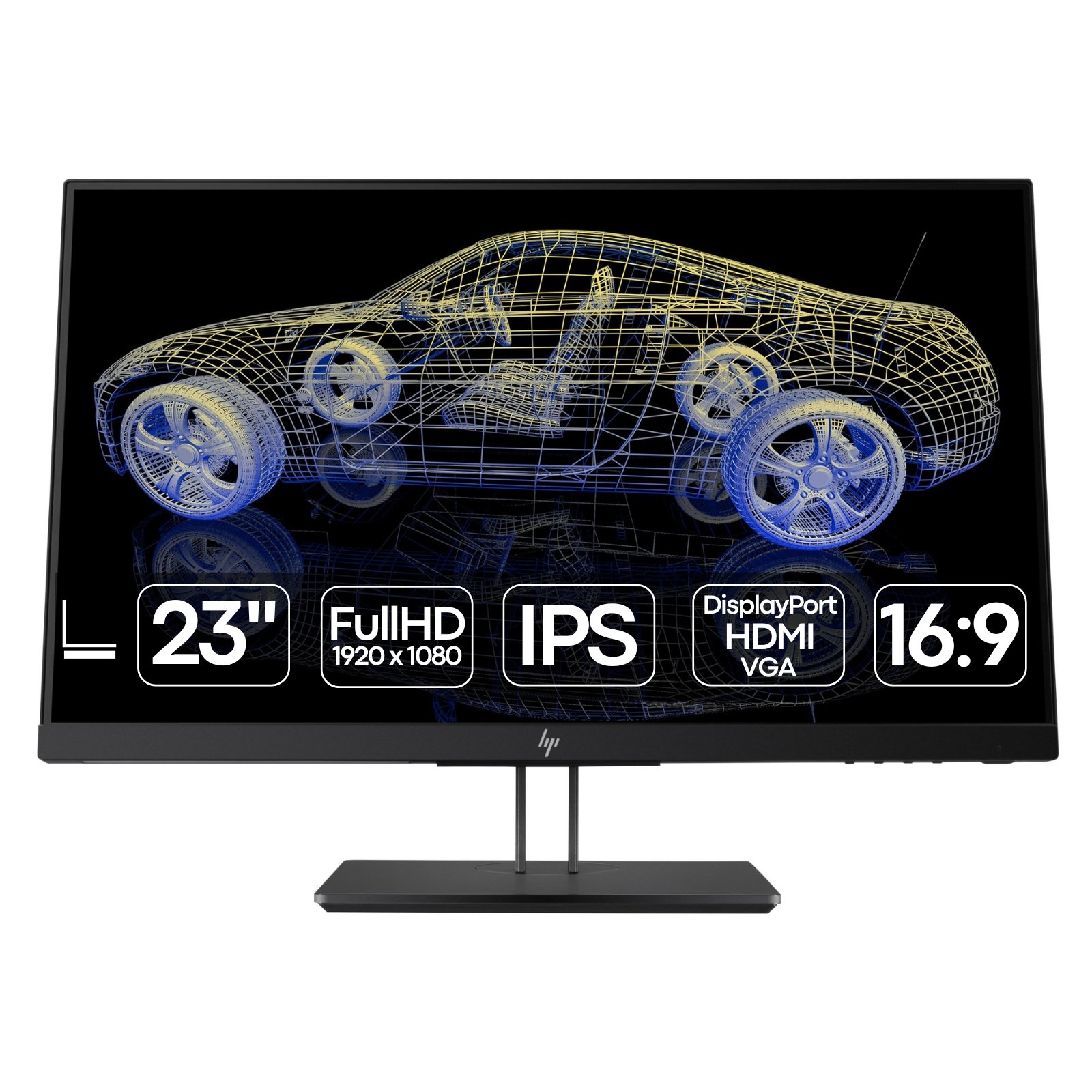 Monitor HP Z23n G2 recondicionado JANSit – Monitor profissional de 23 polegadas com painel IPS e resolução Full HD. Vista frontal do monitor exibindo o design com molduras ultrafinas de três lados e suporte ergonómico ajustável. Com garantia JANSit.