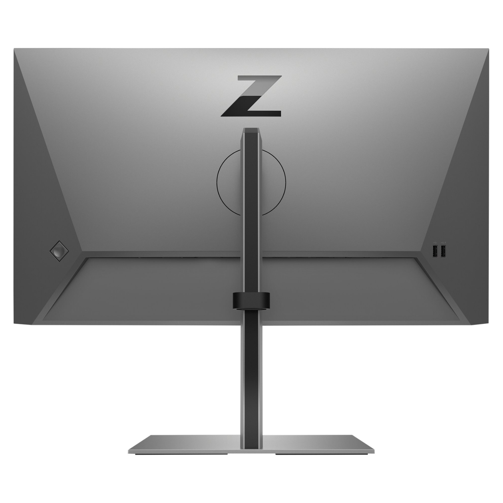 Vista lateral direita do monitor profissional recondicionado HP Z24f G3. Esta perspetiva realça a espessura minimalista do painel e a robustez do suporte de alumínio premium comercializado pela JANSit. Excelente para demonstrar a elegância do equipamento e a facilidade de integração em qualquer setup de trabalho moderno ou secretária corporativa.