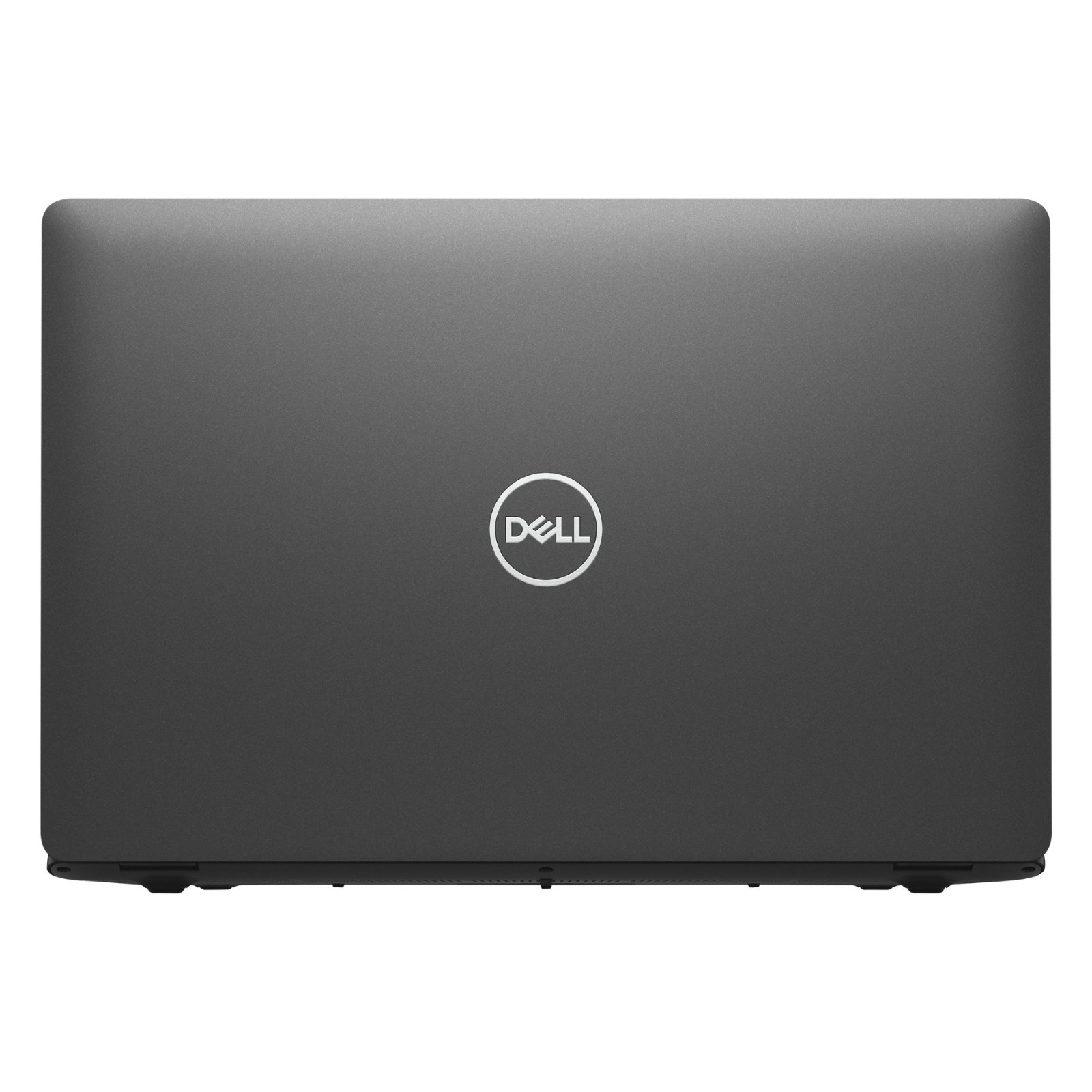 Portátil Dell Latitude 5500 recondicionado JANSit – Vista traseira do portátil profissional de 15.6 polegadas, exibindo o design minimalista da dobradiça central de alta resistência, a tampa robusta em acabamento cinzento escuro mate e o logótipo central da Dell. Com garantia JANSit.