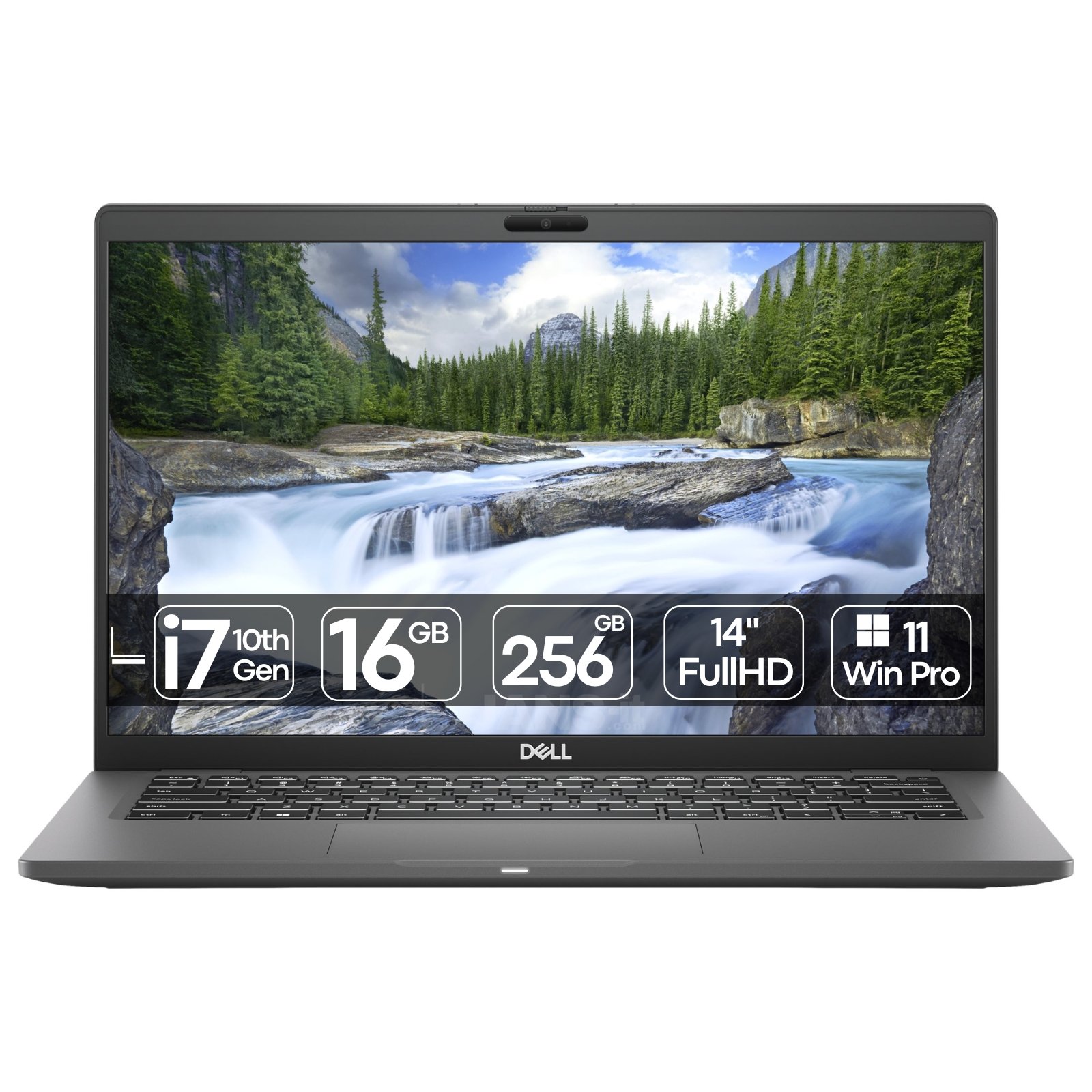 Portátil Dell Latitude 7410 recondicionado JANSit – Portátil profissional topo de gama de 14 polegadas com processador Intel Core i7. Vista frontal do equipamento aberto, exibindo o ecrã antirreflexo com molduras ultraestreitas, teclado em português retroiluminado, trackpad preciso e o chassis elegante de alta resistência. Com garantia JANSit.