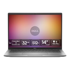 Portátil Dell Latitude 7450 recondicionado JANSit – Portátil premium de 14 polegadas com processador Intel Core Ultra 5, 32GB de RAM e SSD de 512GB. Vista frontal do equipamento aberto, exibindo o ecrã Full HD, teclado em português e chassis elegante de liga de alumínio. Com garantia JANSit.