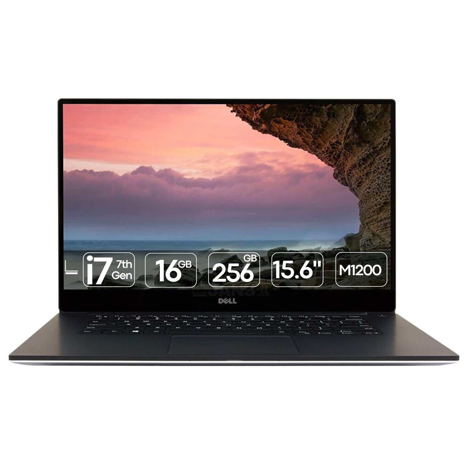 Imagem principal da workstation portátil recondicionada Dell Precision 5520. Esta fotografia em perspetiva frontal foca no ecrã quase sem bordas InfinityEdge, no chassi elegante de alumínio e fibra de carbono e no desempenho de alta gama. Uma excelente opção disponível na JANSit para profissionais de design, arquitetura, edição de vídeo e engenharia que procuram potência e mobilidade premium.