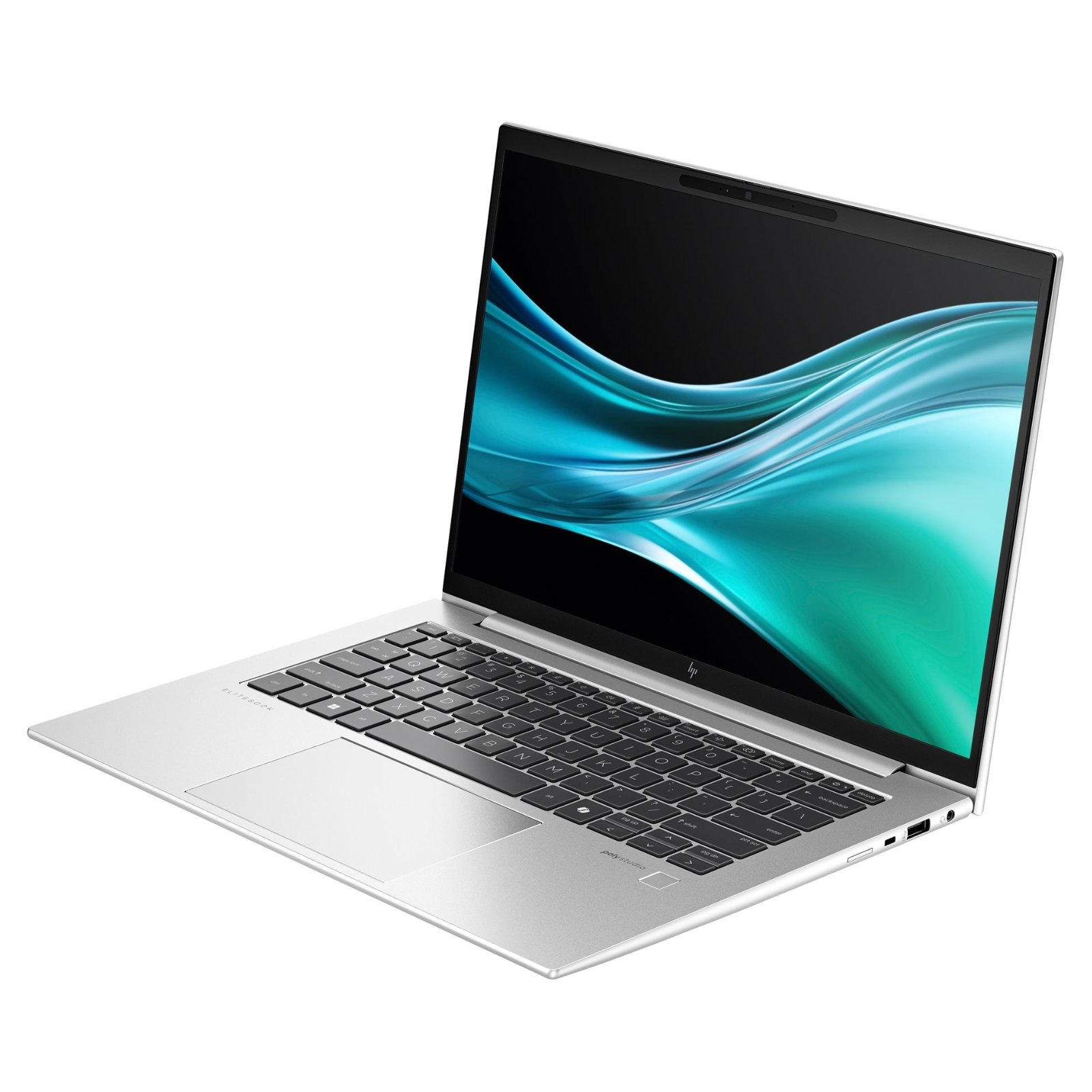 Portátil HP EliteBook 840 G11 recondicionado JANSit – Vista lateral direita do portátil profissional de 14 polegadas, exibindo o chassis fino de alumínio prateado, porta USB-A de alta velocidade, entrada combinada de áudio e slot de segurança. Com garantia JANSit.