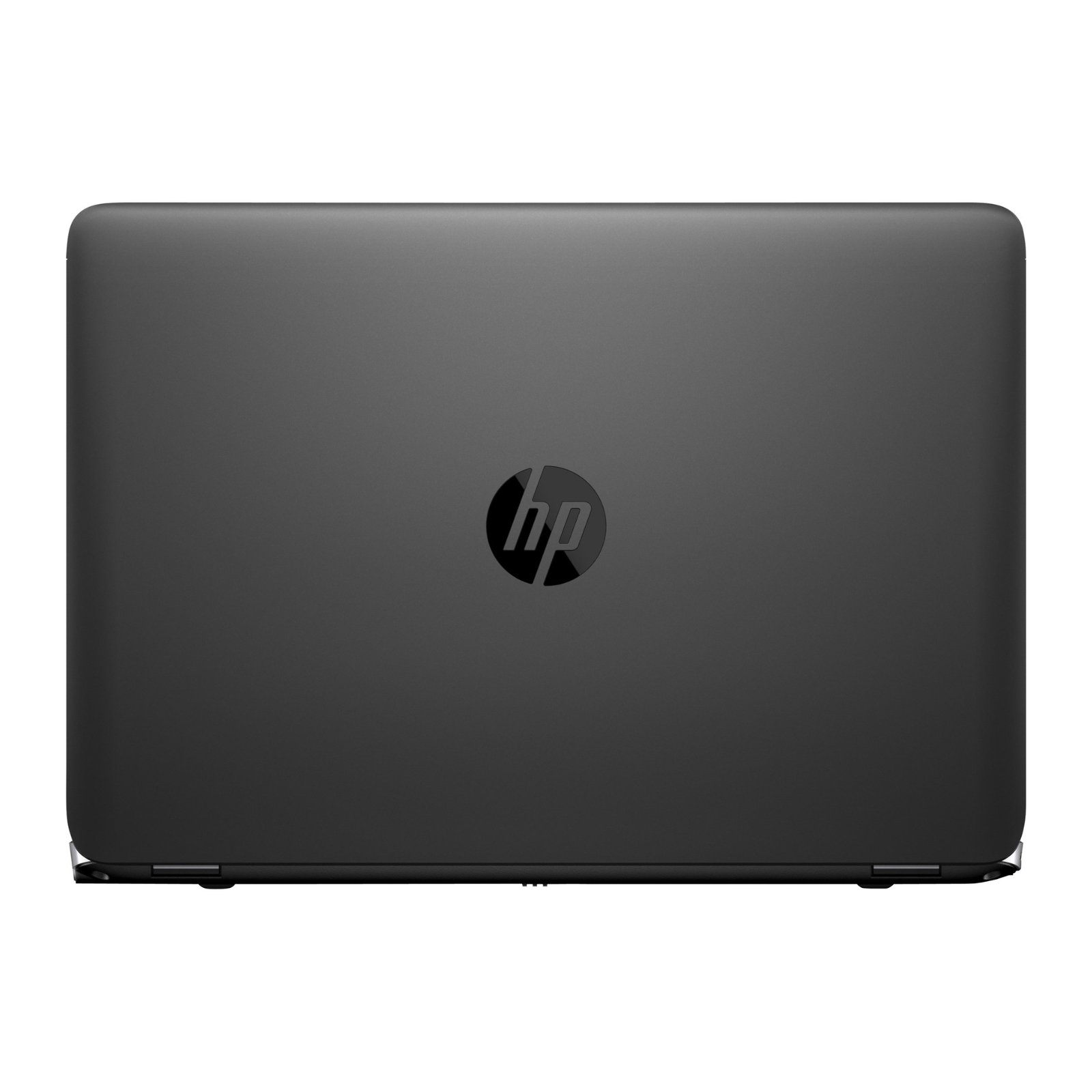 Portátil HP EliteBook 840 G2 recondicionado JANSit – Vista traseira do portátil profissional de 14 polegadas, exibindo o acabamento robusto em preto mate, o logótipo prateado da HP no centro da tampa e o design limpo da dobradiça de alumínio. Com garantia JANSit.