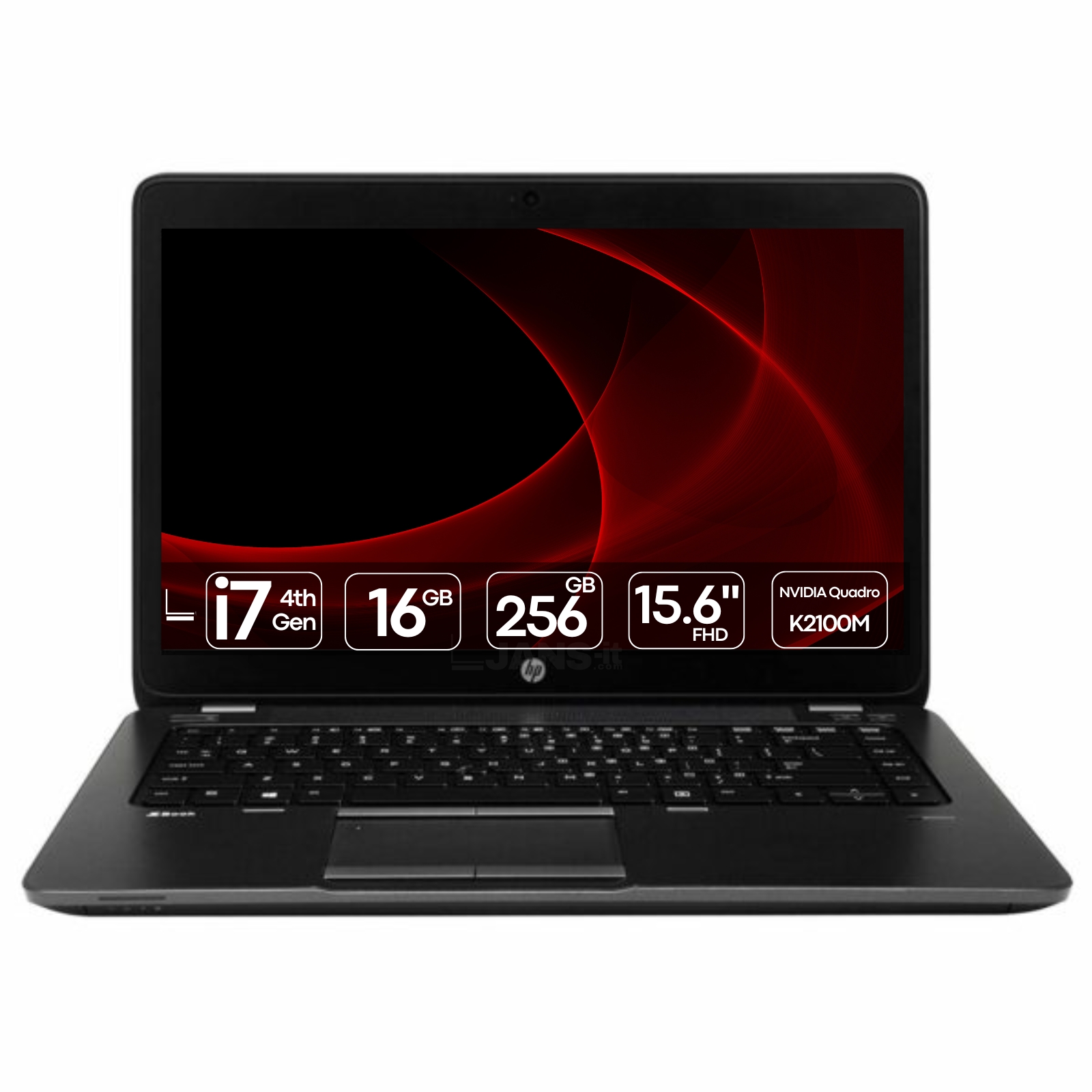 Imagem principal do portátil recondicionado HP ZBook 15 G1, uma workstation de alta performance ideal para trabalhos exigentes como edição de imagem, CAD e engenharia. Esta fotografia em perspetiva frontal foca na construção robusta, no ecrã de alta resolução e no teclado ergonómico do equipamento. Disponível na JANSit com excelente relação qualidade-preço para profissionais e estudantes técnicos.