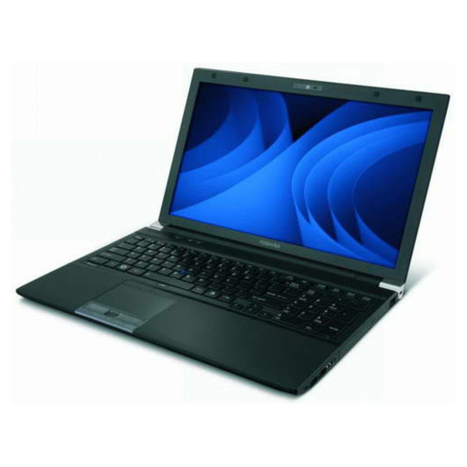 Portátil Toshiba Tecra R840-110 recondicionado JANSit – Vista lateral do portátil profissional de 14 polegadas, exibindo o perfil preto texturado, portas de ligação USB, saídas de vídeo e leitor de DVD integrado. Com garantia JANSit.
