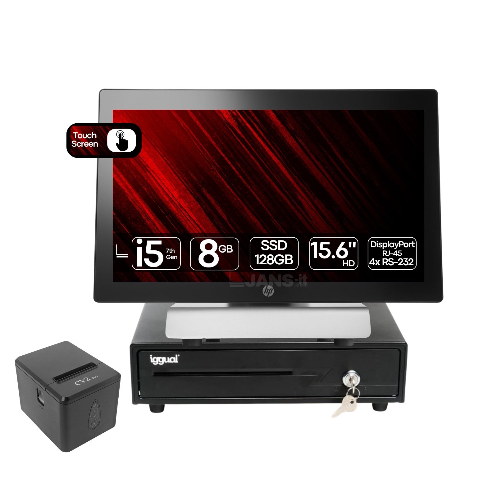 Solução POS Completa HP RP9 G1 | i5-7600 | 8GB | SSD 128GB | 15.6" HD | Touchscreen