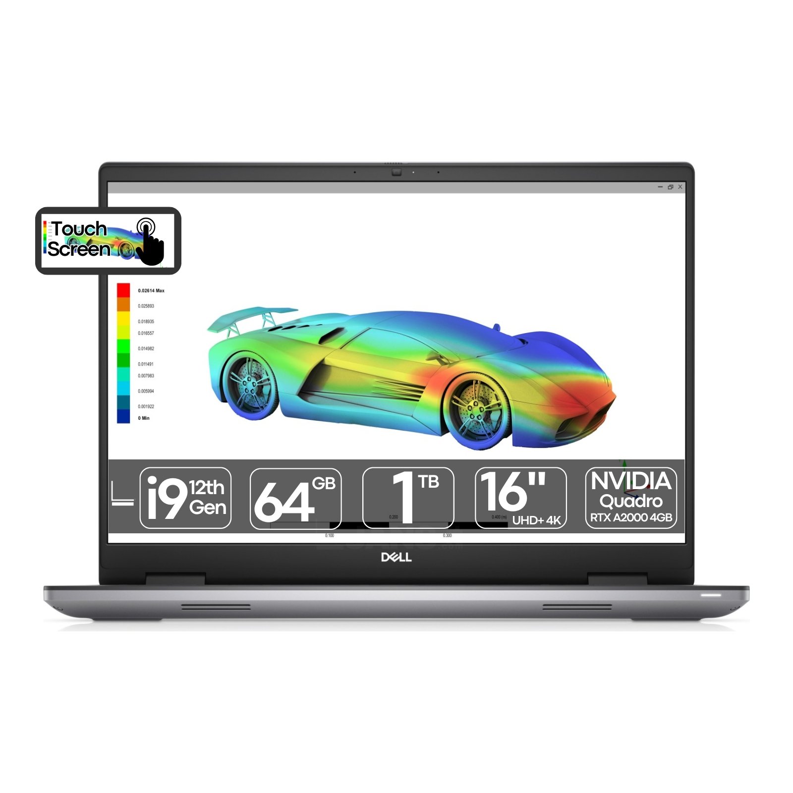 Workstation Portátil Dell Precision 7670 recondicionado JANSit – Portátil profissional de 16 polegadas Touchscreen com processador Intel Core i9 e gráfica NVIDIA RTX A2000. Vista frontal do equipamento aberto, exibindo o ecrã tátil, teclado em português com teclado numérico e chassis premium cinzento. Com garantia JANSit.