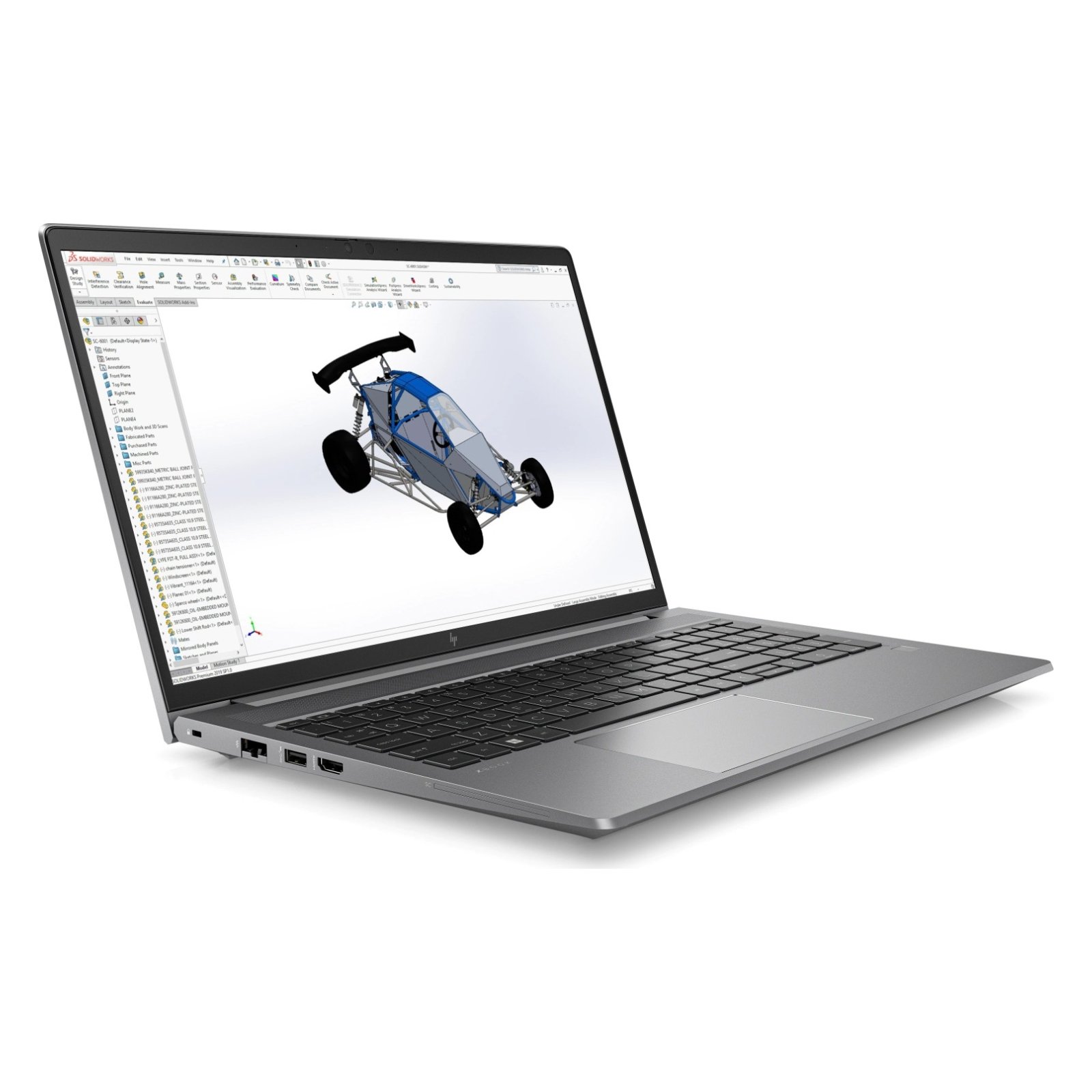 Workstation Portátil HP ZBook Power 15 G9 recondicionado JANSit – Vista lateral esquerda da workstation móvel de 15.6 polegadas, exibindo a porta de alta velocidade Thunderbolt 4 (USB-C), saída de vídeo HDMI, porta USB 3.1 Type-A, entrada de rede Ethernet RJ-45 e o leitor de cartões Smart Card integrado. Com garantia JANSit.