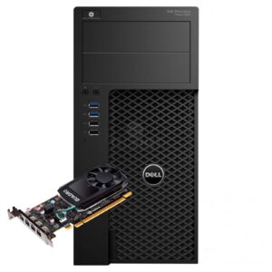 Workstation Dell Precision T3620 recondicionado JANSit – Estação de trabalho profissional em formato torre com placa gráfica NVIDIA Quadro P620, exibindo o painel frontal com portas USB, ligações de áudio e grelha de ventilação. Imagem principal com garantia JANSit.