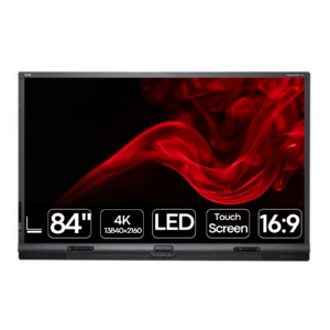 Imagem principal do monitor interativo profissional recondicionado SMART Board 8084i-G4 de 84 polegadas. Esta fotografia em perspetiva frontal evidencia o ecrã táctil de grande formato com resolução 4K Ultra HD, vidro de segurança temperado antirreflexo e tecnologia tátil avançada de escrita natural com caneta e dedo (SMART DViT). Uma solução audiovisual de topo disponível na JANSit, perfeita para salas de reuniões executivas, auditórios corporativos, centros de formação e salas de aula interativas que exigem máxima área visual e elevado impacto colaborativo.