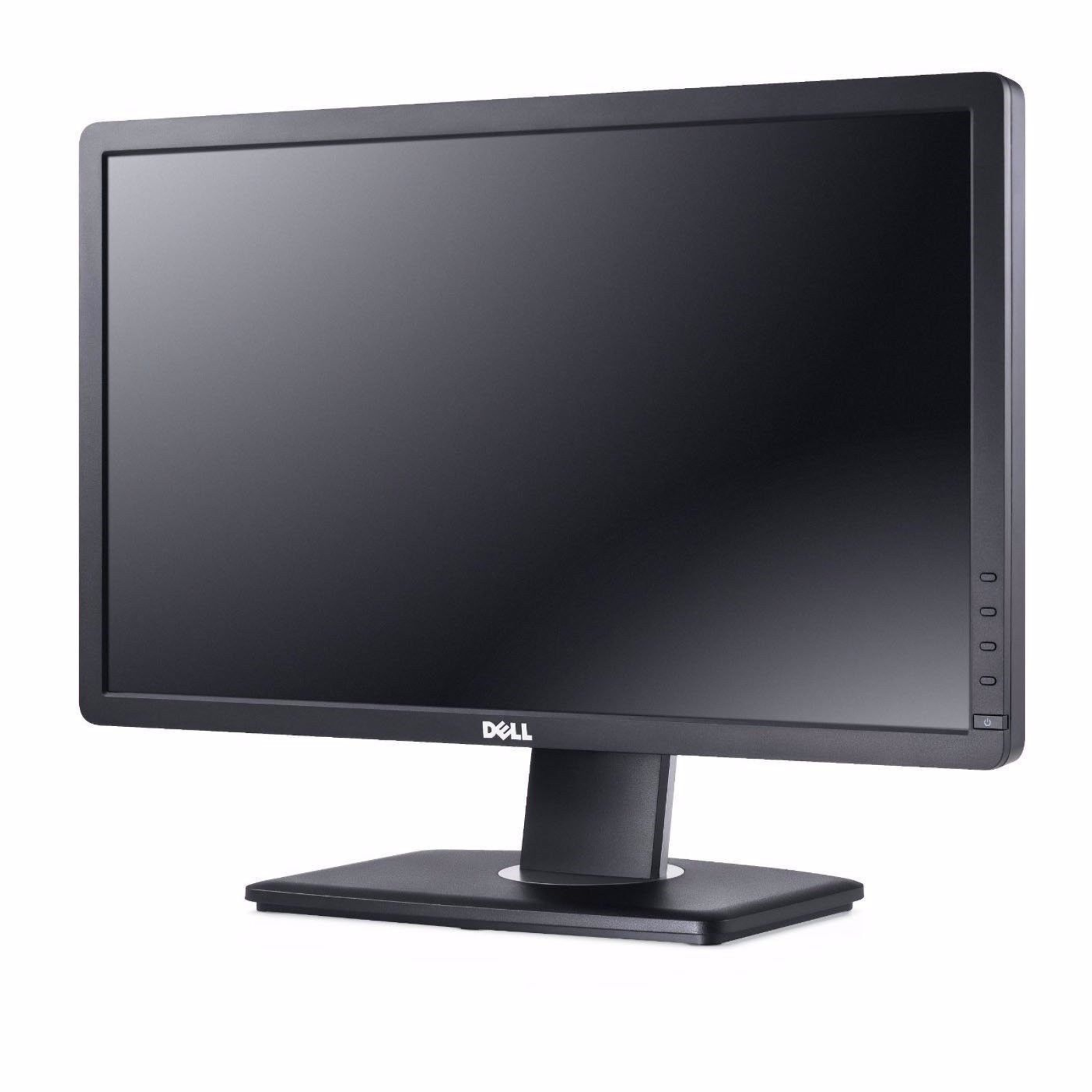 Detalhe da lateral direita do monitor profissional recondicionado Dell P2312HT de 23 polegadas. Esta imagem destaca a linha sóbria do ecrã Full HD com painel LED fino e a disposição ergonómica dos botões de navegação no menu OSD (ecrã) no canto inferior direito para ajuste rápido de brilho, contraste e modos de energia. Uma solução fiável e eficiente disponível na JANSit, perfeita para postos de trabalho em empresas, escritórios e trabalho remoto.