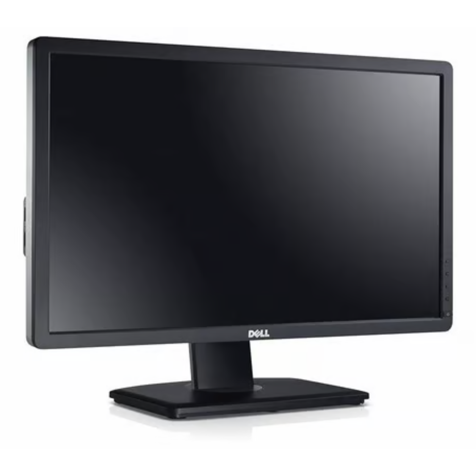 Detalhe da lateral esquerda do monitor profissional recondicionado Dell P2312HT de 23 polegadas Full HD. Esta imagem destaca o perfil elegante do ecrã e o hub com 2 portas USB 2.0 integradas na moldura para ligação rápida de periféricos (como pens drive, teclados ou ratos), além do suporte ergonómico com mecanismo de inclinação. Uma excelente opção disponível na JANSit, ideal para otimizar o espaço e a conetividade em secretárias de escritório e teletrabalho.