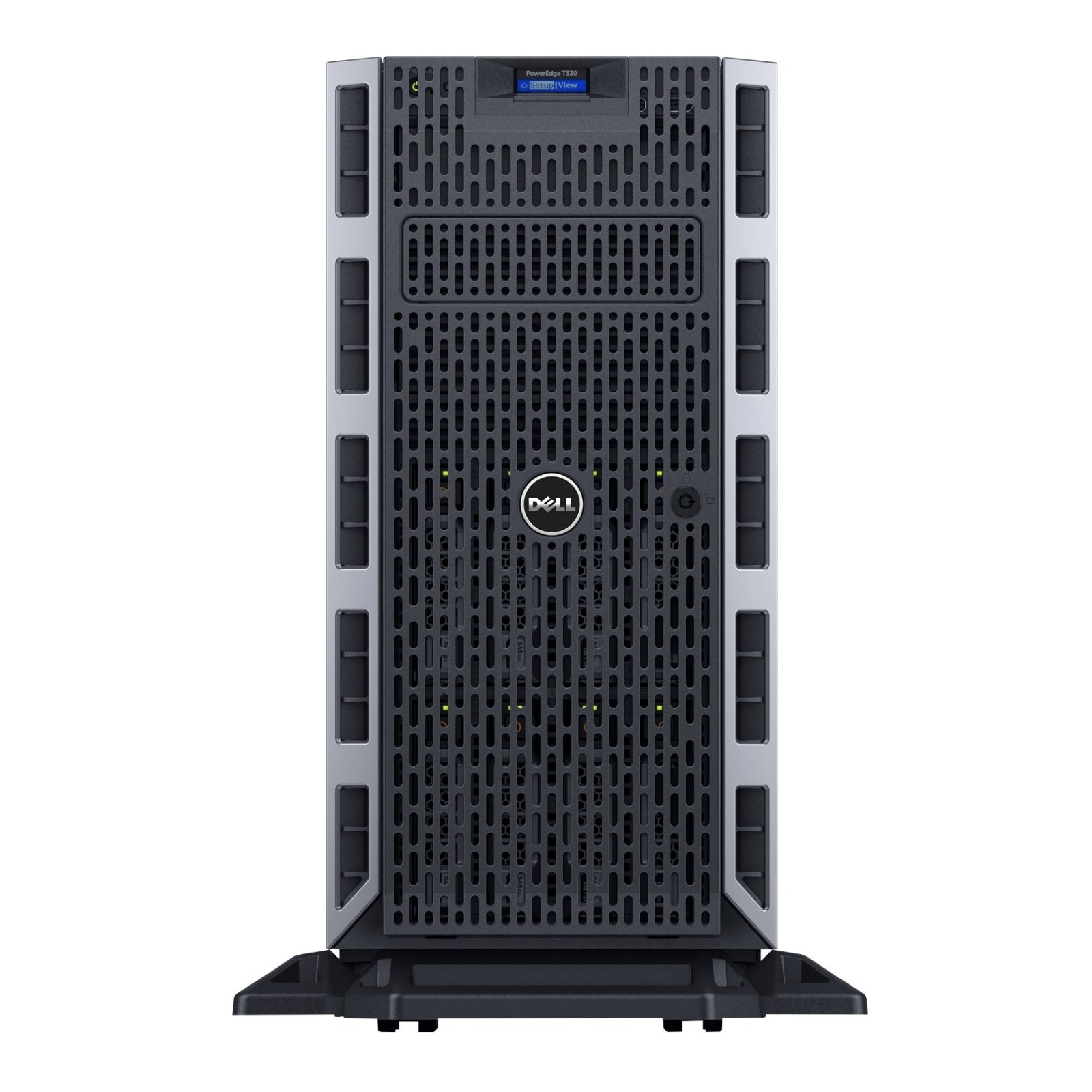 Servidor Dell PowerEdge T330 LFF recondicionado JANSit – Servidor em torre profissional com suporte para discos de 3.5 polegadas (Large Form Factor) de grande capacidade. Imagem frontal do chassis com garantia - Imagem Principal JANSit.
