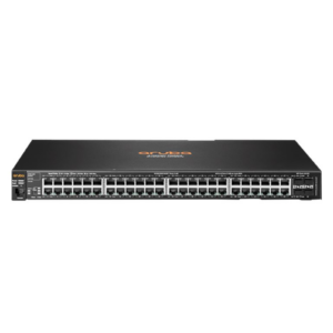 Imagem principal do switch de rede empresarial recondicionado HPE Aruba 2530. Esta fotografia destaca o painel frontal em formato rack 1U, evidenciando as portas de rede Gigabit Ethernet (com suporte PoE+ nos modelos aplicáveis), portas de uplink de fibra ótica SFP/Gigabit, porta de consola e LEDs de diagnóstico de tráfego. Uma solução fiável de comutação Layer 2 disponível na JANSit, perfeita para infraestruturas de rede empresarial, filiais e redes corporativas que exigem segurança, gestão simplificada e conectividade estável.