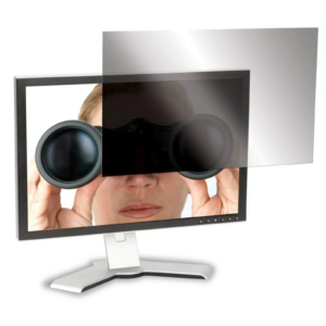 Imagem principal do filtro de privacidade amovível Targus para monitores de 23 polegadas em formato widescreen 16:9. A fotografia demonstra a tecnologia de micro-persianas ópticas que restringe o ângulo de visão lateral a 30° para ambos os lados, assegurando total confidencialidade de dados perante olhares indiscretos e garantindo visibilidade clara apenas a quem está diretamente de frente para o ecrã. Um acessório ergonómico e de conformidade de segurança disponível na JANSit, ideal para proteger informações sensíveis em escritórios em open space, secretárias de atendimento e teletrabalho.