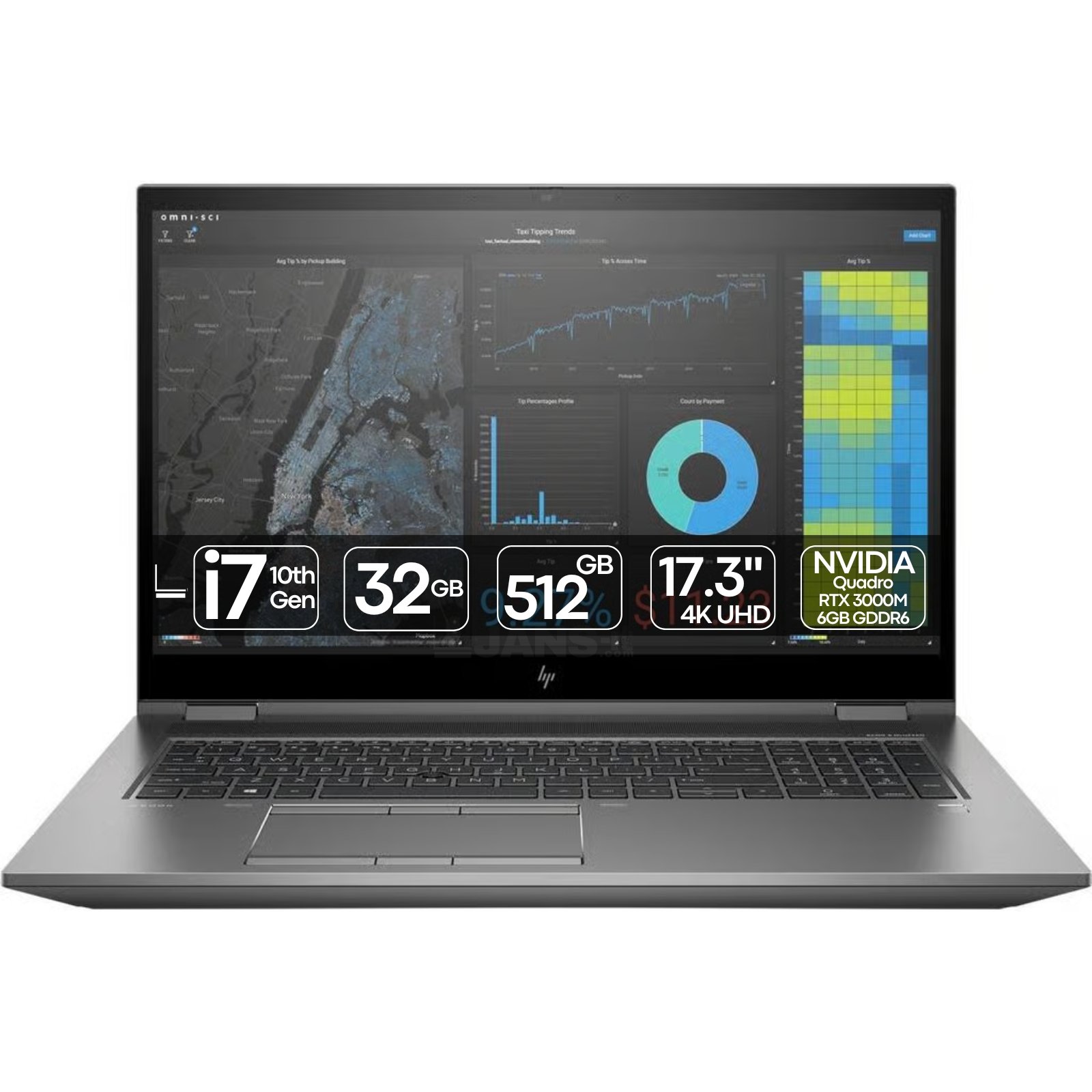 Workstation Portátil Recondicionada HP ZBook 17 G7 Fury, Intel Core i7, 17 polegadas 4K UHD, RTX 3000 - Imagem Principal JANSit