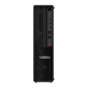 Imagem principal da workstation recondicionada Lenovo ThinkStation P350 SFF (Small Form Factor). Esta fotografia em perspetiva frontal destaca o design compacto e profissional, a grelha de ventilação em colmeia icónica da Lenovo e as portas de acesso rápido frontais, incluindo USB-C e USB 3.2. Uma solução de alto desempenho e poupança de espaço disponível na JANSit, ideal para engenharia, finanças e ambientes de escritório exigentes.