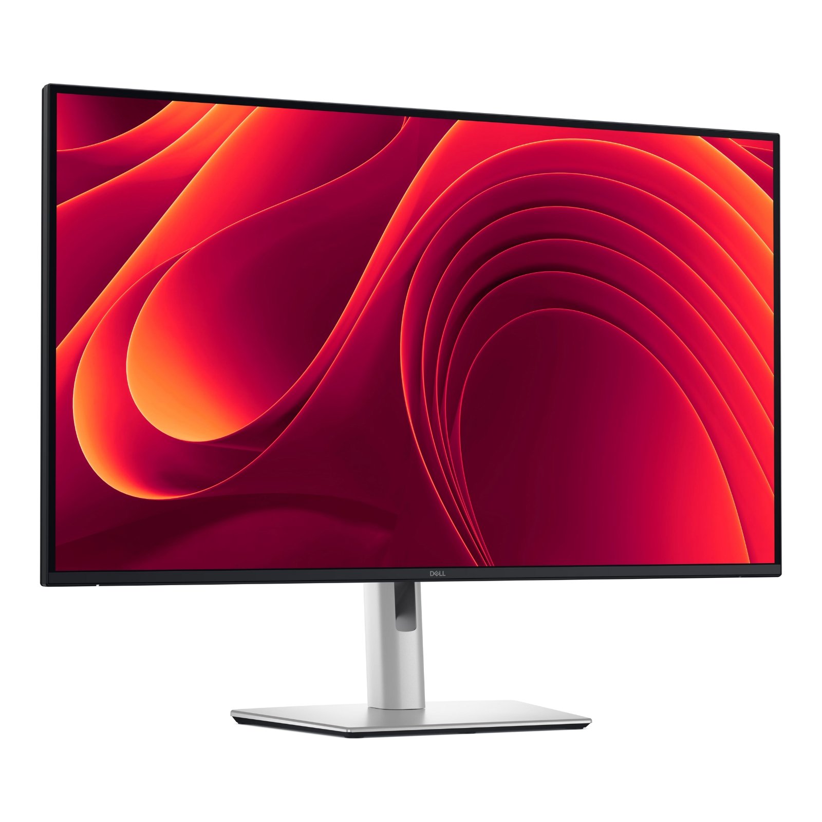 Monitor Dell Pro Plus P3225QE reacondicionado JANSit – Vista lateral del monitor profesional de 32 pulgadas 4K UHD, destacando su perfil estilizado, el rango de inclinación del soporte ergonómico, el pasacables integrado y el acabado premium en color plata. Con garantía JANSit.