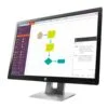Detalhe da lateral direita do monitor profissional recondicionado HP EliteDisplay E242 de 24 polegadas (proporção 16:10, WUXGA). Esta imagem evidencia o perfil sóbrio da estrutura metálica com retroiluminação LED e o posicionamento dos controlos físicos no canto inferior frontal direito, garantindo acesso imediato e prático aos menus OSD para calibração de cor, brilho, contraste e gestão de perfis de energia. Um ecrã ergonómico e de elevada fiabilidade disponível na JANSit, perfeito para postos de trabalho contínuo em escritórios, centros de formação e postos de teletrabalho.