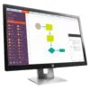 Detalhe da lateral esquerda do monitor profissional recondicionado HP EliteDisplay E242 de 24 polegadas WUXGA (16:10). Esta imagem destaca o acabamento fino e elegante do chassi, bem como o acesso direto às 2 portas USB 2.0 downstream integradas no painel lateral, permitindo ligar rapidamente pens USB, recetores de rato e teclado ou periféricos móveis com total conveniência. Uma solução ergonómica e funcional disponível na JANSit, ideal para otimizar secretárias de escritório e postos de trabalho partilhados em empresas.