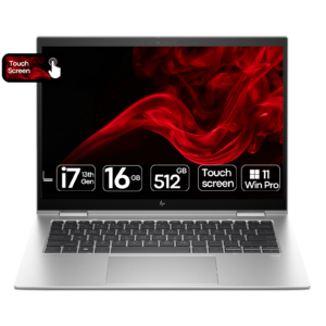 Imagem principal do portátil empresarial topo de gama recondicionado HP EliteBook 1040 x360 G10. Esta fotografia em perspetiva frontal aberta destaca o chassi ultrafino em alumínio prateado, o ecrã tátil de 14 polegadas com proporção 16:10 de alta resolução, o teclado ergonómico premium retroiluminado com leitor de impressões digitais integrado e as dobradiças versáteis de 360 graus que permitem alternar facilmente entre os modos portátil, tenda e tablet. Um computador portátil profissional de alta performance e segurança biométrica disponível na JANSit, ideal para executivos, gestores, profissionais em mobilidade e ambientes corporativos exigentes.