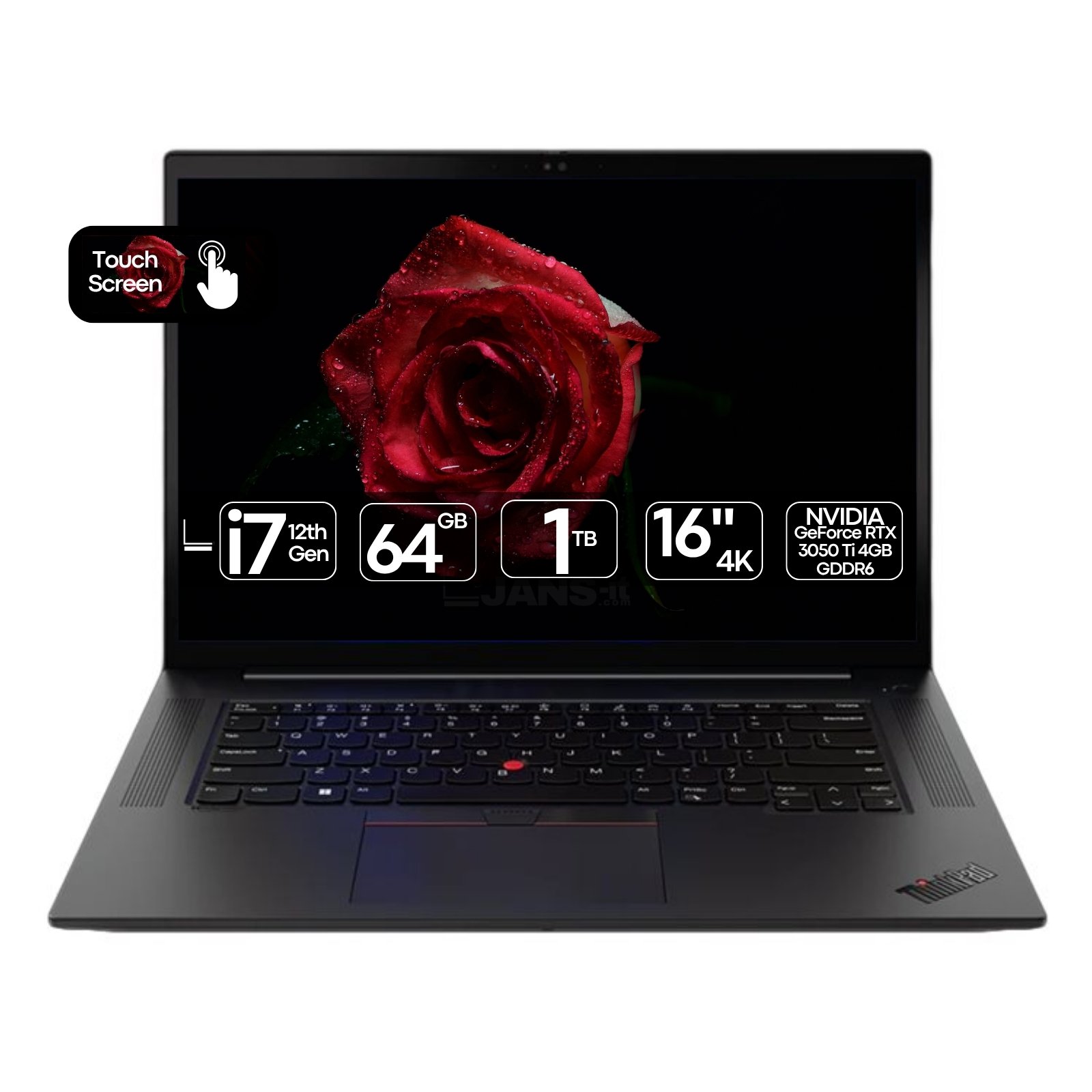 Workstation Portátil Recondicionada Lenovo ThinkPad X1 Extreme Gen 5, Intel Core i7, 16 polegadas 4K ecrã tátil, RTX 3050 Ti - Imagem Principal JANSit